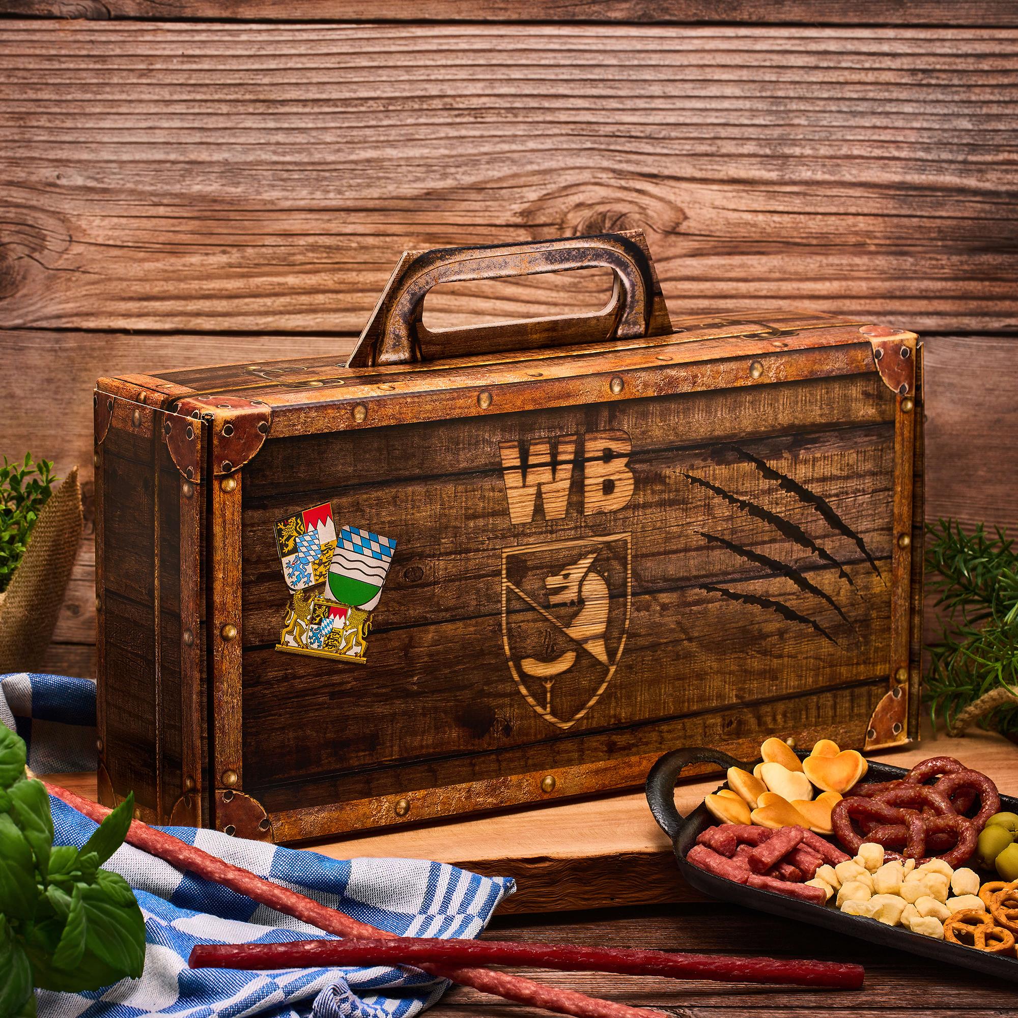 Geschenk Koffer mit 24 besonderen Wurst und Salami Snacks